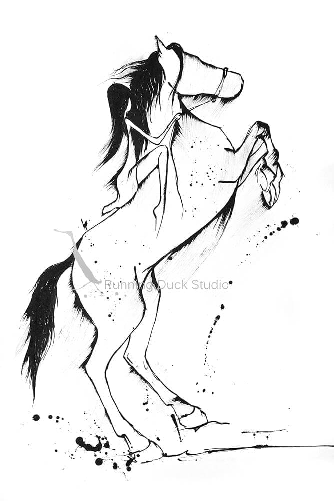 horse rearing artwork by Running Duck Studio