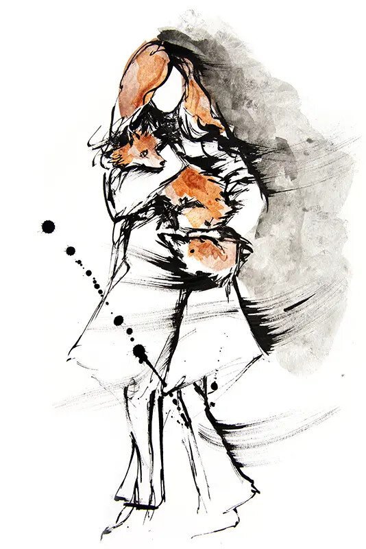 Red head holding a fox