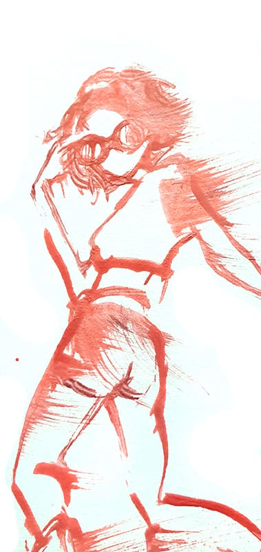 Drawing of woman in red