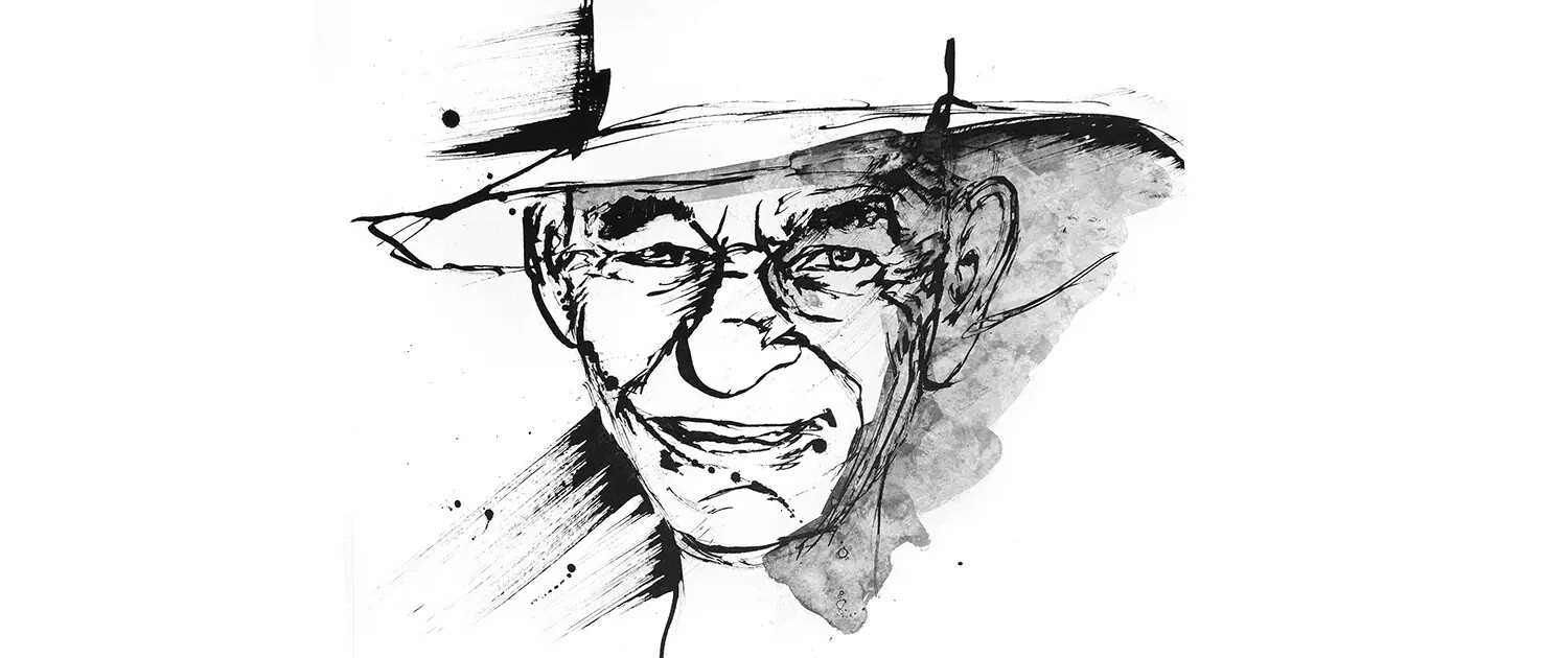 Black and white portrait of an Australian farmer.